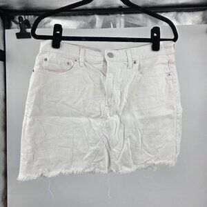Gap Denim White Distressed Fringe Hem Skirt Size 10